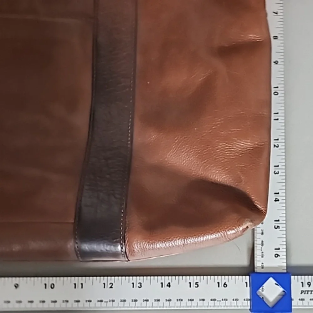 Jack Spade Men's Adjustable Strap Leather Briefcase Laptop Bag Brown Pre-owned